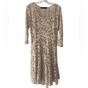 Leslie Fay $108 3/4 Sleeve A-Line Cream Lace Dress Ladies Size 6 NEW